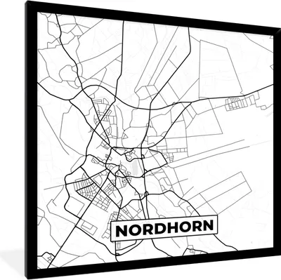Produktbild von MuchoWow® Gerahmtes Poster Nordhorn - Karte - Stadtplan - Karte 40x40 cm - Poster mit Schwarzem Bilderrahmen Wandposter Rahmen Foto Bilder - Mit Rahmen - Wanddekoration Schlafzimmer