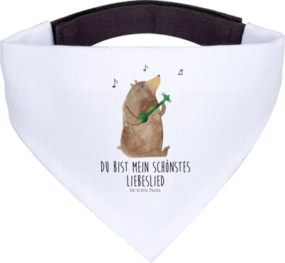Produktbild von Mr. & Mrs. Panda Halstuch Hund Bär Lied - Weiß - Geschenk, für, Teddy, Freundin, Bandana, Herz, Hunde Hals Tuch, Hundehalstuch, Frau, Valentinstag, Schal