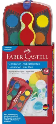 Image de FABER-CASTELL - Boîte de couleurs à l'eau Connector, 24 couleurs, rouge
