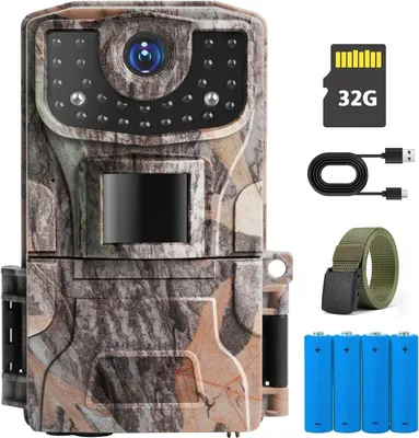 Image de Caméra de chasse 2K 36 MP avec vision nocturne, écran HD 2,0 pouces, étanche IP66, avec détecteur de mouvement, caméra de surveillance des animaux, carte de 32 Go incluse