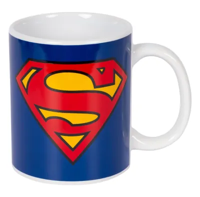 Immagine prodotto di Tazza con logo di Superman, 325 ml, in Vetroceramica. Tazza da caffè DC Comics, articolo da collezione, regalo. Tazza per caffè, tè o cioccolata, con design ufficiale del personaggio