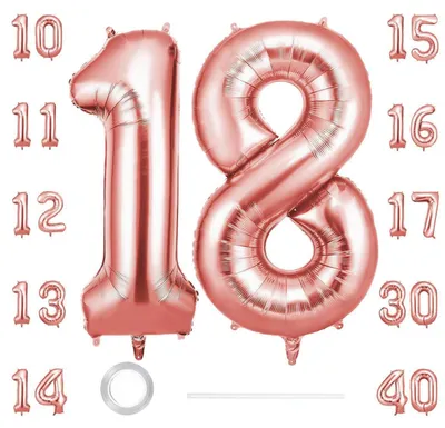 Produktbild von XXL Luftballons 18 Geburtstag Deko 40 Zoll Roségold Folienballon Zahl 18