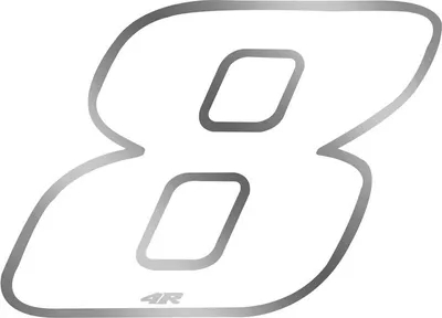 Produktbild von Aufkleber Rennnummer für Motorrad "8" Weiß 27 x 37 mm