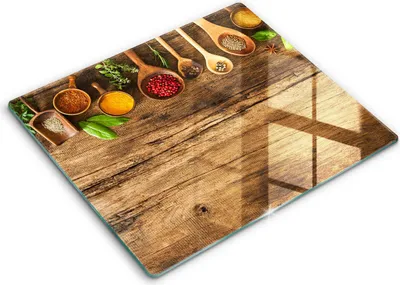 Produktbild von Glasschneideplatte - Herdabdeckplatte - 60x52 - Schneidebrett - Spritzschutz - Holzgewürze