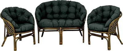 Immagine prodotto di AMPO Cuscino imbottito per gruppo in rattan Set di mobili in rattan Bahama sedia + panca in rattan