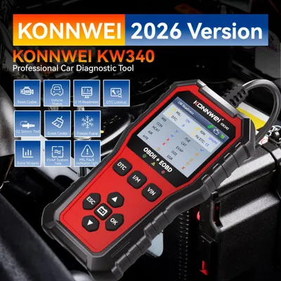 Produktbild von OBD2 Auto Diagnosegerät, Multifunktionaler OBDII/EOBD Fehlercodeleser für Motor, ABS, KFZ Vollsystem Scanner zum Auslesen & Löschen von Fehlercodes