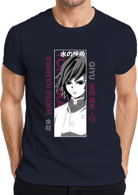 Obrázok produktu pre Zabijak démonov Giyu Tomioka Water Hashira Anime Gift Manga Pánske tričko, Navy, M