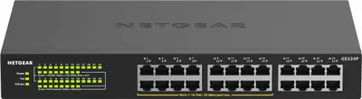 Produktbild von NETGEAR GS324P - Switch - unmanaged - 16 x 10/100/1000 (PoE+) + 8 x 10/100/1000 - Desktop, an Rack montierbar - PoE+ (190 W)
