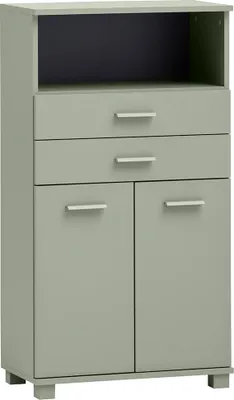 Produktbild von Badezimmer Highboard 60 cm breit in Pistazie, 2 Schubladen & 2 Türen - MANDI-80