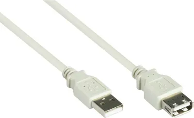 Produktbild von Verlngerungskabel USB 2.0 Stecker A an Buchse A, grau, 1,8m