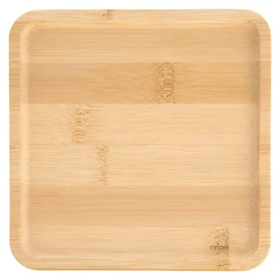 Image de Assiette décorative pour snacks - Plateau carré en bambou - 14 x 14 cm