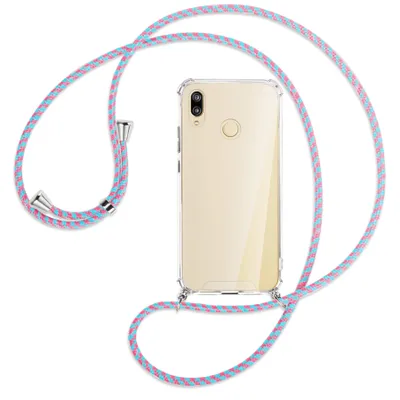 Produktbild von Handykette Backcover-Schutzhülle mit Band (Metall silberfarben) für Huawei P20 lite - pink/mint