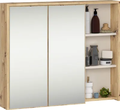 Produktbild von Badezimmer-Hängeschrank VAMI mit Spiegel Artisan Eiche, Kaschmir B90xH75xT15 cm