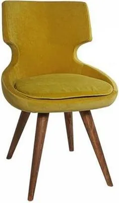 Image de Chaise de salle à manger Chaise en bois Chaise design Chaise de cuisine Fauteuil rembourré Jaune