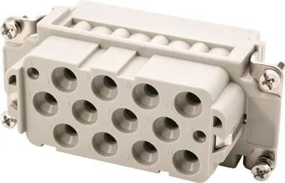 Productafbeelding van HARTING Han K12/2 busseinsatz (F), krimpklem, 14-polig, 12/2+PE, 690V - 250V, stuurcontact, 40A/10A - 1 stuk
