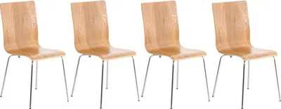 Produktbild von CLP 4er Set Besucherstuhl Pepe mit Holzsitz und Metallgestell eiche