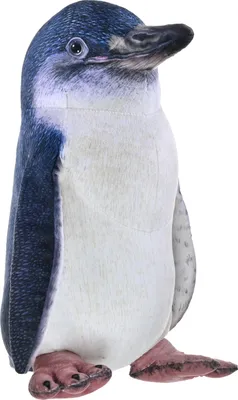 A plush toy penguin standing on a white background.