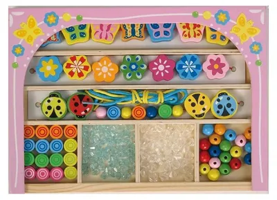 Produktbild von Jonotoys Holzperlen Spielzeug Set - bunte Party Beads Perlen