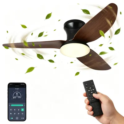Zdjęcie produktu dla Cichy wentylator sufitowy z oświetleniem, średnica 100 cm, silnik prądu stałego, 6 prędkości, aplikacja Smart i pilot, regulacja jasności, 3 kolory, odwracalny kierunek obrotów, do salonu i biura