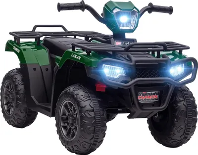Produktbild von Kinder-Elektroquad 4 km/h ab 3 Jahren, LED-Scheinwerfer, Musikanschluss, Schwarz Grün 88x45x50 cm