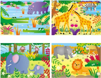 Produktbild von Galt Toys 4 PUZZLES IN A BOX - JUNGLE, 12 Stück(e), Tiere, 3 Jahr(e)