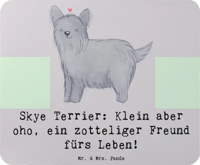 Produktbild von Mr. & Mrs. Panda Mauspad Skye Terrier Freund - Grau Pastell - Geschenk, langer Hund, Mousepad, mousematte, pc mausunterlage, Hunderassen, Jagdinstinkt, mausteppich
