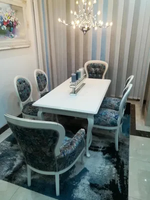 Produktbild von Esstisch designer Sitz Lehnstühle Stuhl Garnitur Tisch + 6 Stühle Set Esszimmer