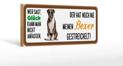 Produktbild von Holzschild Tier Spruch 27x10cm Boxer Hund gestreichelt