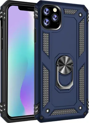Produktbild von LaimTop iPhone 11 Pro Hülle, Hybrid Robuste Rüstung Drehbarer Ring Halter Ständer Dual Layer Hard PC + TPU Stoßfest Schutzhülle für iPhone 11 Pro Navy