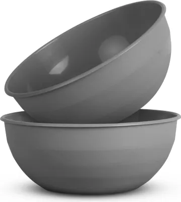 Zdjęcie produktu dla zestaw 2 plastikowych misek Plastikowa miska - nie zawiera BPA - można myć w zmywarce - (Ø25,5 cm / szary) nietłukący PP - miska na sałatkę miska do mieszania miska