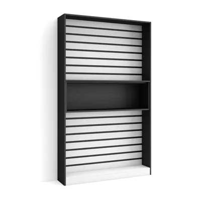 Image de COZY Étagère Bibliothèque, 110x25x186cm, Salon, Salon, Bureau, Blanc et noir