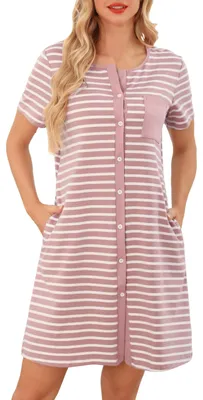 Immagine prodotto di Solidchoice - Camicia da notte in cotone a maniche corte con bottoni