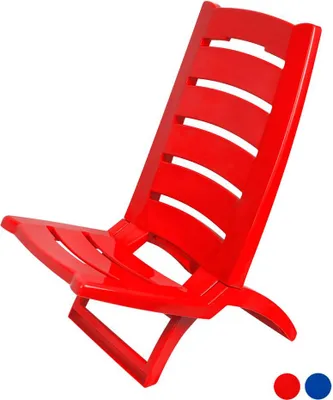Produktbild von Kreher Tragbarere Klappbarer Campingstuhl/Strandstuhl aus Kunststoff mit Belastbarkeit bis 100 kg (Rot)