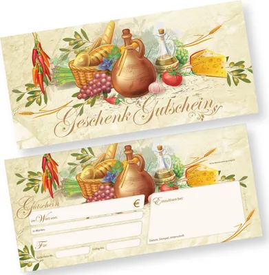 Produktbild von RUSTICO Geschenk-Gutscheine Gastro 25 Stück Werte eintragen und stempeln, Gutscheinkarten für Gastronomie, Restaurant Pizzeria italienisch