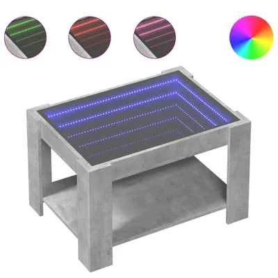 Image de vidaXL Table basse LED gris béton 73x53x45 cm Bois composite