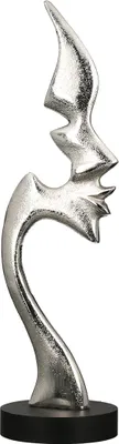 Produktbild von Casablanca Skulptur "Kiss me" Aluminium . silberfarben . Antikfinish auf schwarzer Holzbasis H: 43 cm Ø 11.50 cm 43320