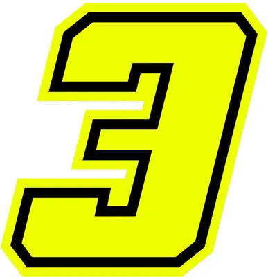 Immagine prodotto di Adesivo numero di gara per Moto "3" Race Moto GP, giallo fluo, 10 x 10 cm