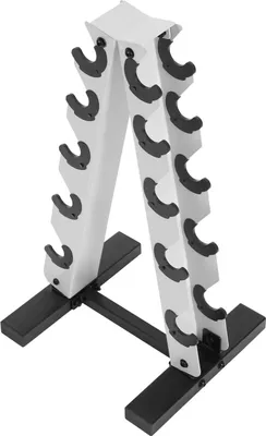 Produktbild von Kurzhantelständer - A-Rahmen - 5 Ebenen - Für 5 Paare - Bis 100 kg - Platzsparend - Schwerlast - Weiß