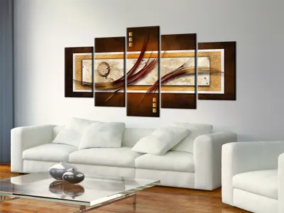 Produktbild von Akustikbild Abstrakt 200x100 cm Bilder Hochleistungsschallabsorber Schallschutz Vlies Leinwand Akustikdämmung 5 tlg Wandbild Raumakustik Schalldämmung 020101-146