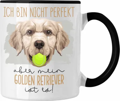 Produktbild von Trendation - Golden Retriever Besitzer Tasse Geschenk Lustiger Spruch Geschenkidee Besitzerin Ich Bin Nicht Perfekt Aber Mein Golden Retriever Ist Es (Schwarz)