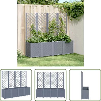 Produktbild von The Living Store Pflanzkübel mit Rankgitter Grau 160x40x140 cm PP