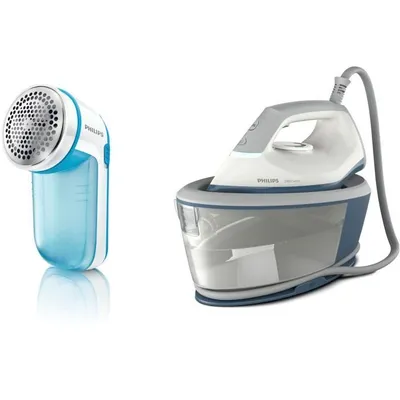 Produktbild von Dampfbügelstation, PHILIPS Série 2000, 6 Bar, 1.4L, Blau/Weiss, Inklusive Fusselrasierer