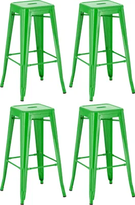 Produktbild von CLP 4er Set Barhocker Joshua aus Metall mit Fußstütze | Farbe grün