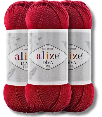 Obrázok produktu pre Alize 3x 100g priadze Diva Fine, jednotná farba, vhodné na háčkovanie a pletenie (106)