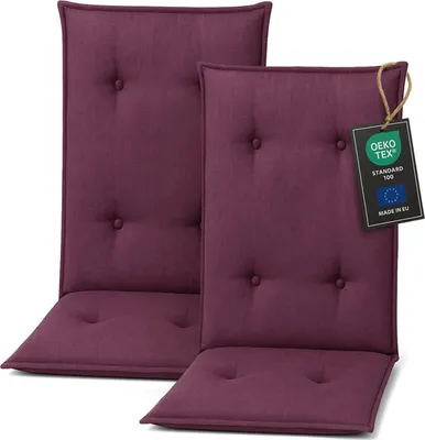 Zdjęcie produktu dla Pillows24 Poduszka na krzesła ogrodowe -120x50x8 cm / Śliwkowy / Pikowane - Poduszka, siedzisko na krzesło, poduszka na siedzisko do mebli ogrodowych, krzesła ogrodowe