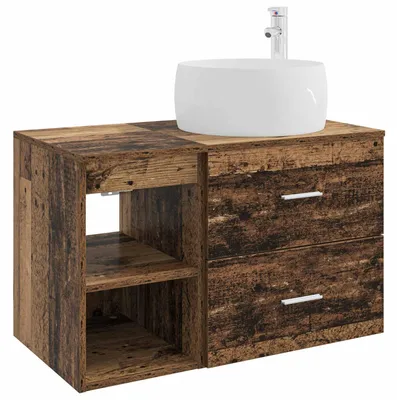 Image de vidaXL Ensemble de meubles de salle de bain, 2 pièces, en bois de récupération et en panneaux de bois