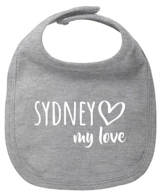 Produktbild von Huuraa Baby Lätzchen Sydney my love Heather Grey Klettverschluss  Baumwolle Latz Geschenkidee
