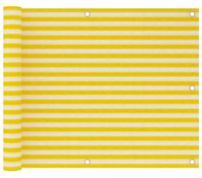 Produktbild von Balkonsichtschutz Balkonbespannung Windschutz für Balkon Terrasse und Garten wasserdicht UV-beständig winddurchlässig mit Befestigungsseil Gelb und weiß 120 x 600 cm