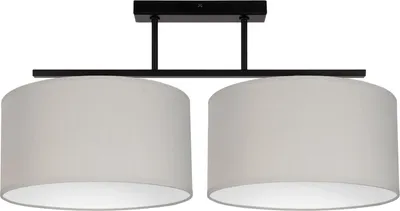 Produktbild von Deckenleuchte Metall Stoff Schwarz Grau Weiß E27 2-flammig länglich Modern Deckenlampe