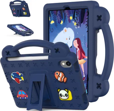 Produktbild von Schutzhülle für iPad mini (2021) Niedliche Hülle für Kinder, Stoßfest mit Griff und Ständer Dunkelblau